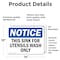 Signmission This Sink For Utensil Wash Only, 14 in W x Rectangle, Vinyl Decal OS-2PACK-NS-D-1014-L-16709 - alternate 2
